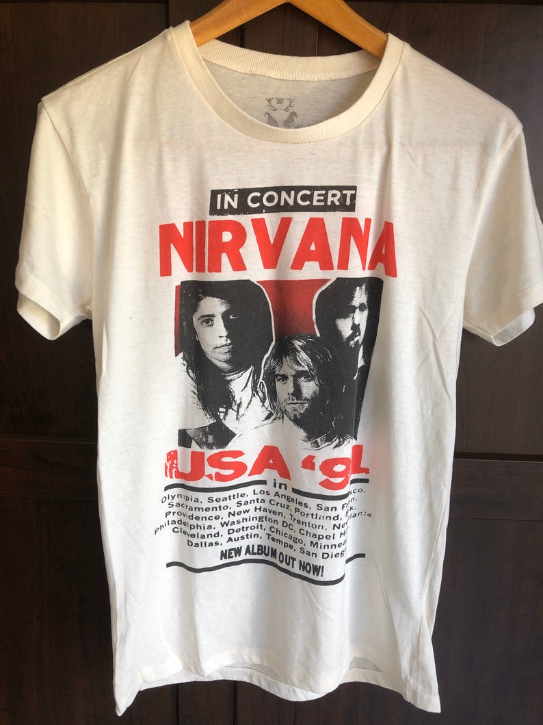 modtage Inhalere Slapper af Nirvana in Concert '91 T Shirt NA
